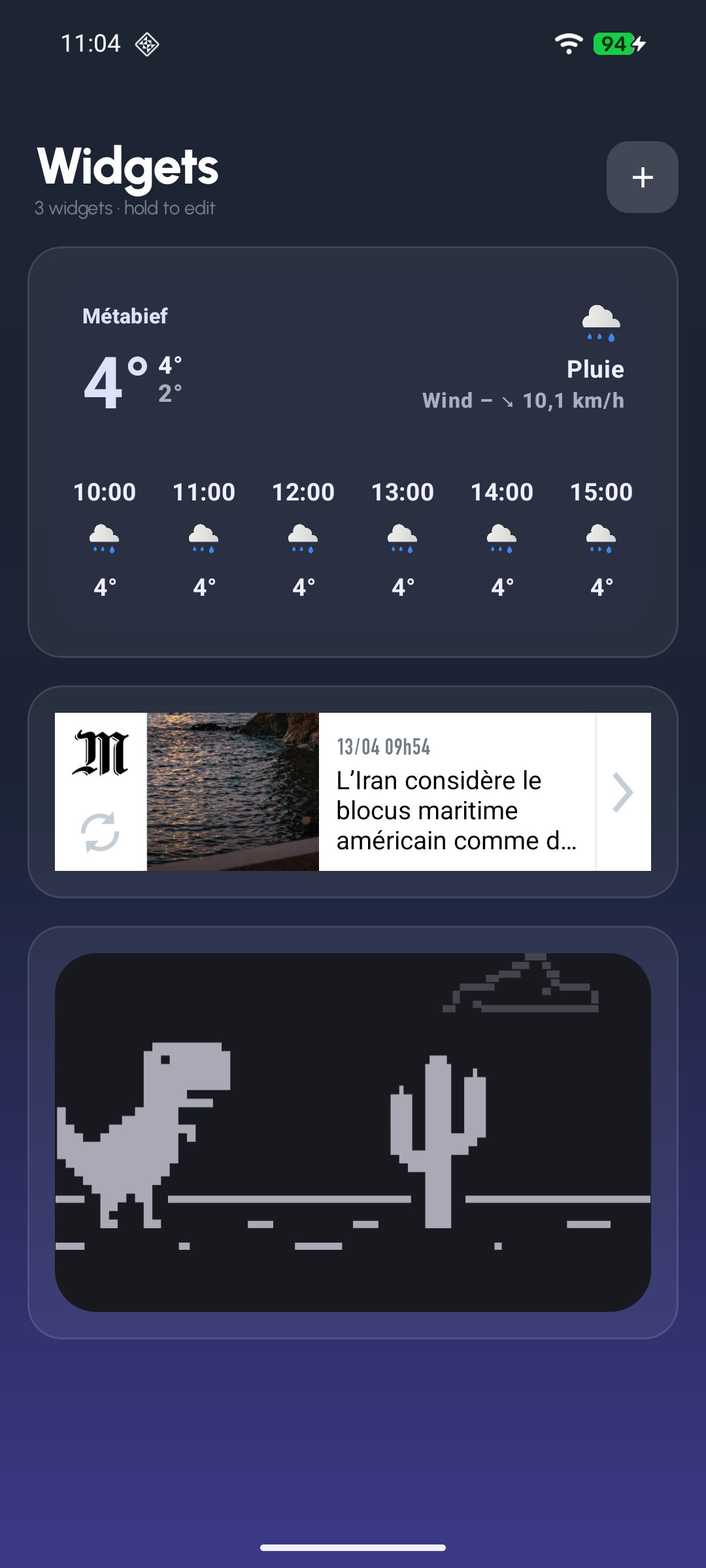 Dedicated right panel for Android widgets